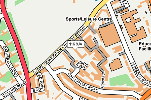 N16 9JA map - OS OpenMap – Local (Ordnance Survey)