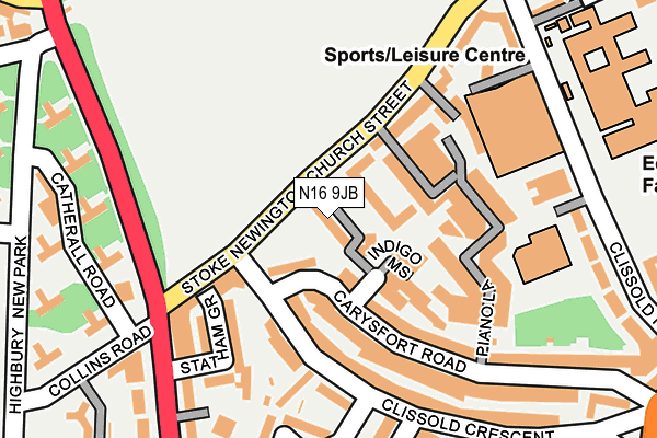 N16 9JB map - OS OpenMap – Local (Ordnance Survey)