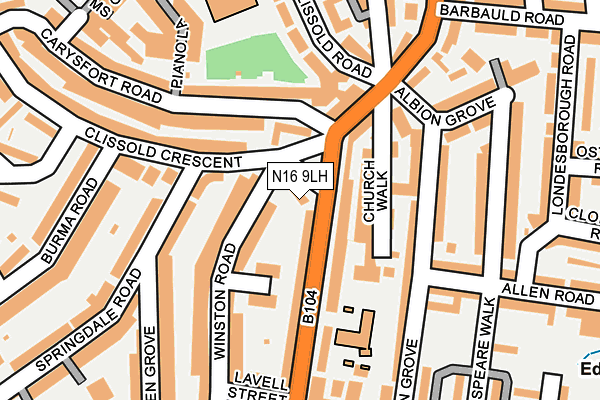 N16 9LH map - OS OpenMap – Local (Ordnance Survey)