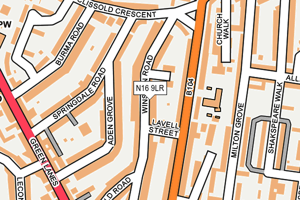 N16 9LR map - OS OpenMap – Local (Ordnance Survey)