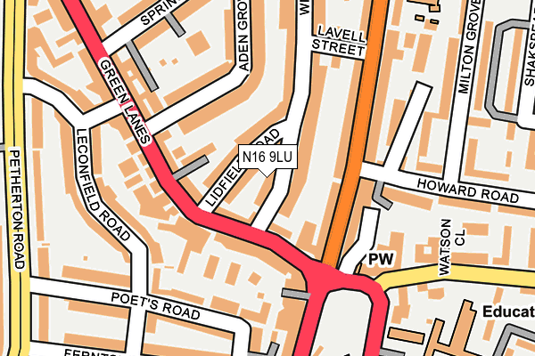 N16 9LU map - OS OpenMap – Local (Ordnance Survey)