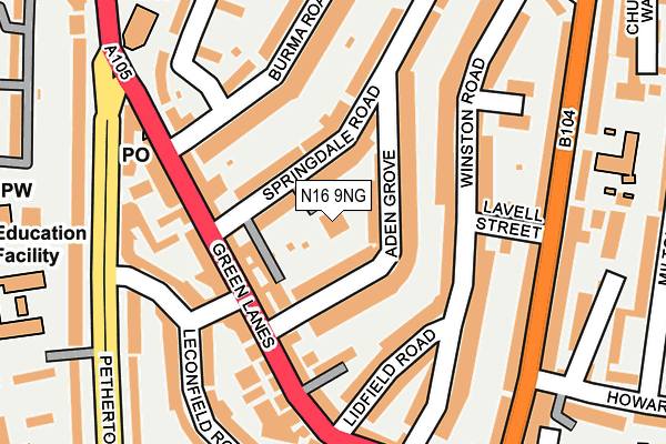 N16 9NG map - OS OpenMap – Local (Ordnance Survey)