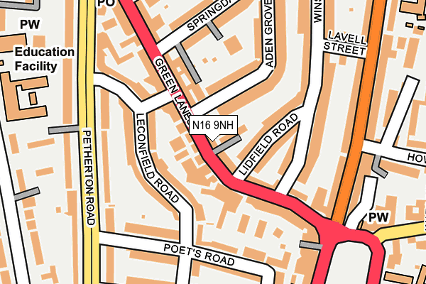 N16 9NH map - OS OpenMap – Local (Ordnance Survey)