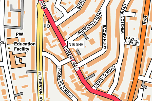 N16 9NR map - OS OpenMap – Local (Ordnance Survey)