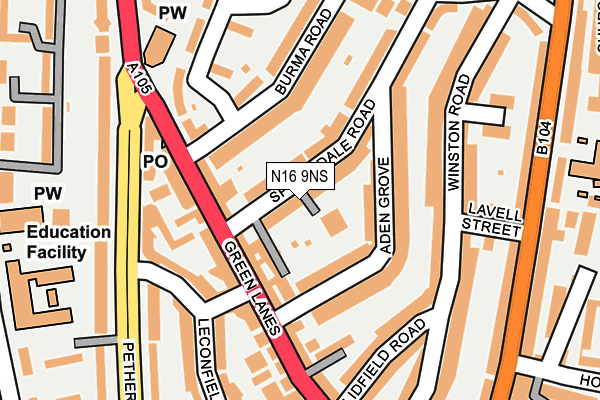 N16 9NS map - OS OpenMap – Local (Ordnance Survey)
