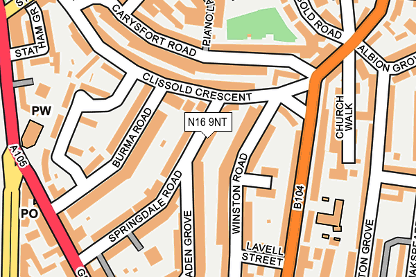 N16 9NT map - OS OpenMap – Local (Ordnance Survey)