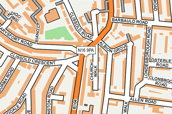 N16 9PA map - OS OpenMap – Local (Ordnance Survey)
