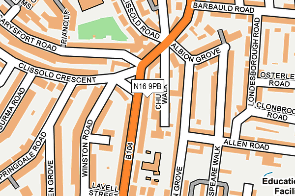 N16 9PB map - OS OpenMap – Local (Ordnance Survey)