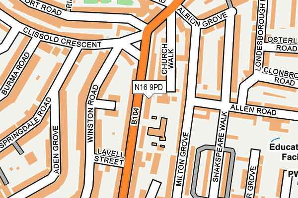 N16 9PD map - OS OpenMap – Local (Ordnance Survey)