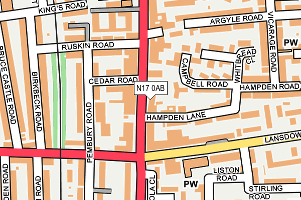 N17 0AB map - OS OpenMap – Local (Ordnance Survey)
