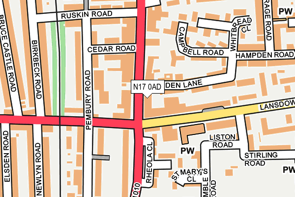 N17 0AD map - OS OpenMap – Local (Ordnance Survey)