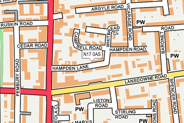 N17 0AS map - OS OpenMap – Local (Ordnance Survey)