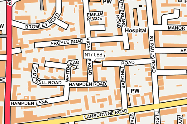 N17 0BB map - OS OpenMap – Local (Ordnance Survey)