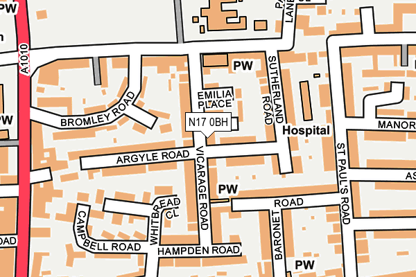 N17 0BH map - OS OpenMap – Local (Ordnance Survey)