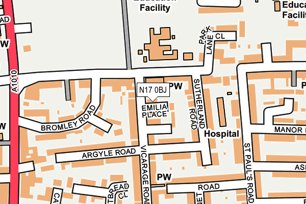 N17 0BJ map - OS OpenMap – Local (Ordnance Survey)