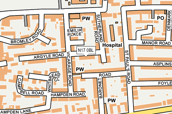 N17 0BL map - OS OpenMap – Local (Ordnance Survey)