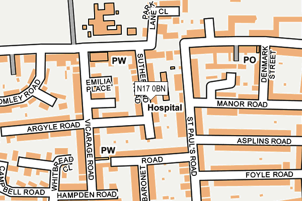 N17 0BN map - OS OpenMap – Local (Ordnance Survey)