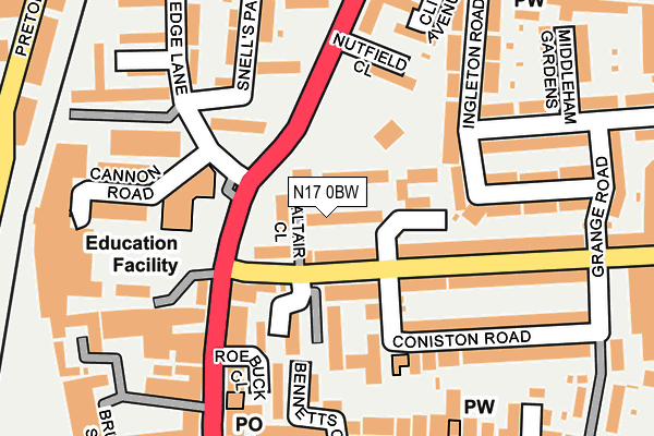 N17 0BW map - OS OpenMap – Local (Ordnance Survey)