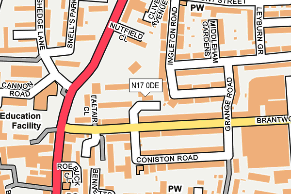 N17 0DE map - OS OpenMap – Local (Ordnance Survey)