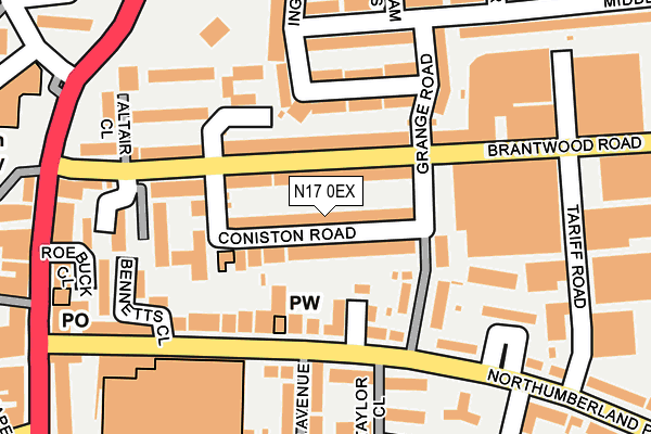 N17 0EX map - OS OpenMap – Local (Ordnance Survey)
