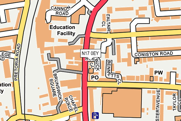 N17 0EY map - OS OpenMap – Local (Ordnance Survey)