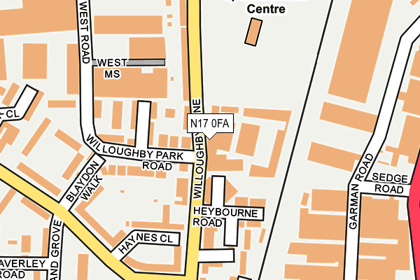 N17 0FA map - OS OpenMap – Local (Ordnance Survey)