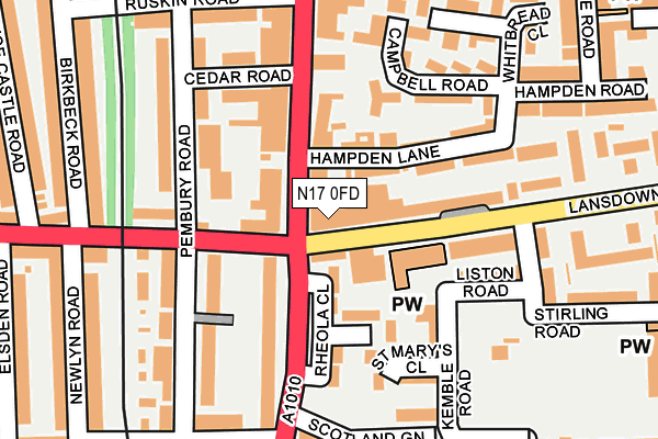 N17 0FD map - OS OpenMap – Local (Ordnance Survey)