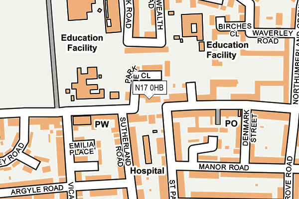 N17 0HB map - OS OpenMap – Local (Ordnance Survey)