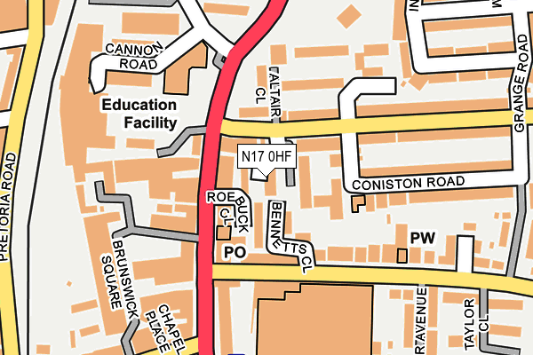 N17 0HF map - OS OpenMap – Local (Ordnance Survey)