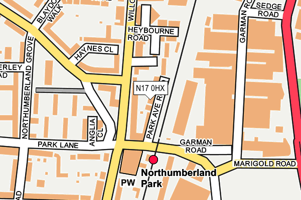 N17 0HX map - OS OpenMap – Local (Ordnance Survey)