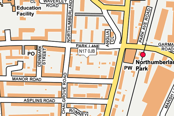 N17 0JB map - OS OpenMap – Local (Ordnance Survey)