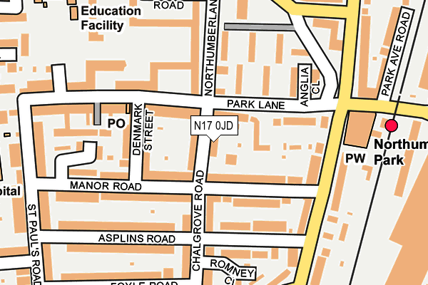 N17 0JD map - OS OpenMap – Local (Ordnance Survey)
