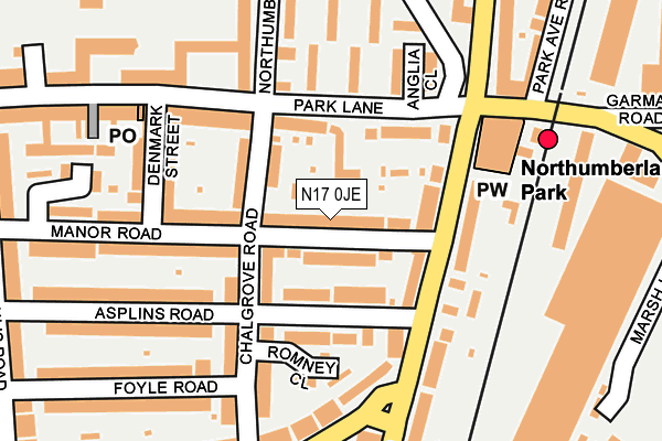 N17 0JE map - OS OpenMap – Local (Ordnance Survey)