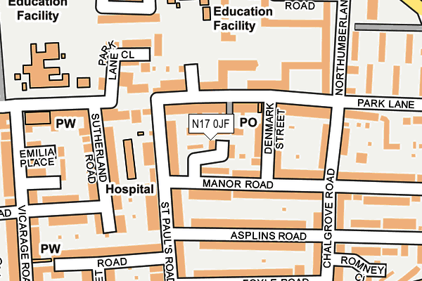 N17 0JF map - OS OpenMap – Local (Ordnance Survey)