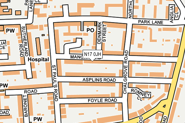 N17 0JH map - OS OpenMap – Local (Ordnance Survey)