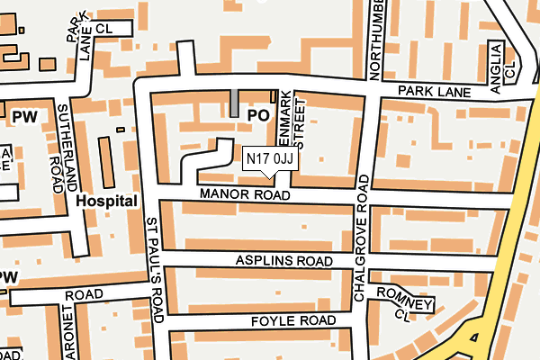 N17 0JJ map - OS OpenMap – Local (Ordnance Survey)