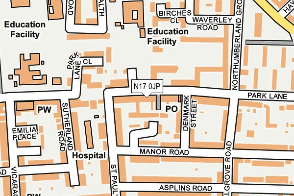 N17 0JP map - OS OpenMap – Local (Ordnance Survey)
