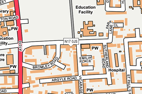 N17 0JS map - OS OpenMap – Local (Ordnance Survey)