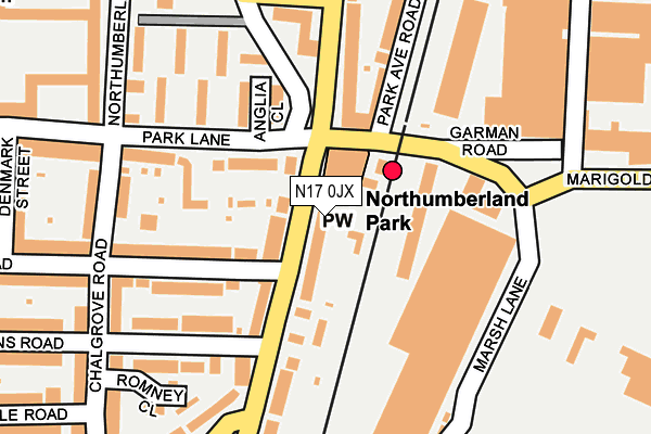 N17 0JX map - OS OpenMap – Local (Ordnance Survey)