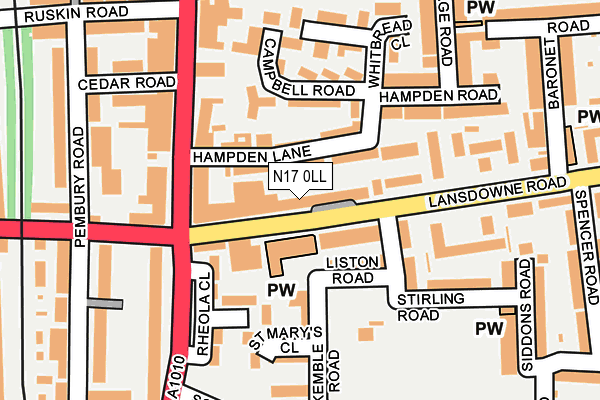 N17 0LL map - OS OpenMap – Local (Ordnance Survey)