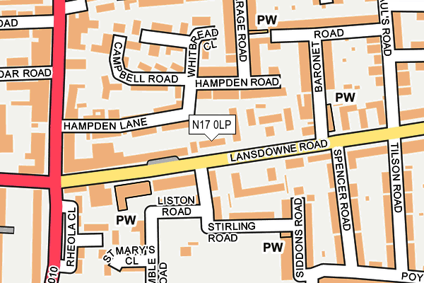 N17 0LP map - OS OpenMap – Local (Ordnance Survey)