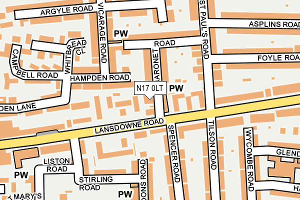 N17 0LT map - OS OpenMap – Local (Ordnance Survey)