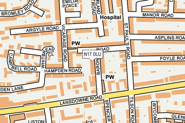 N17 0LU map - OS OpenMap – Local (Ordnance Survey)