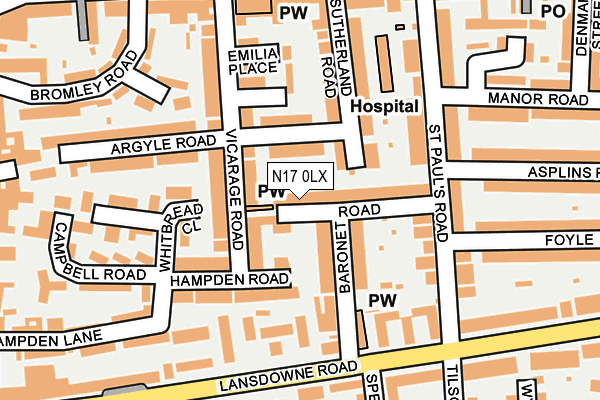 N17 0LX map - OS OpenMap – Local (Ordnance Survey)