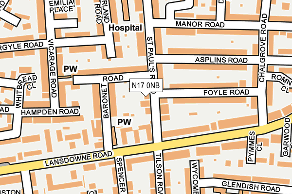 N17 0NB map - OS OpenMap – Local (Ordnance Survey)