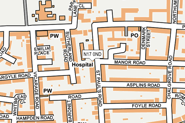 N17 0ND map - OS OpenMap – Local (Ordnance Survey)