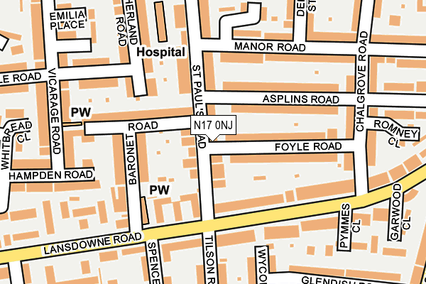 N17 0NJ map - OS OpenMap – Local (Ordnance Survey)