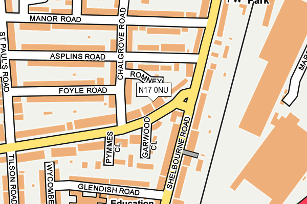 N17 0NU map - OS OpenMap – Local (Ordnance Survey)