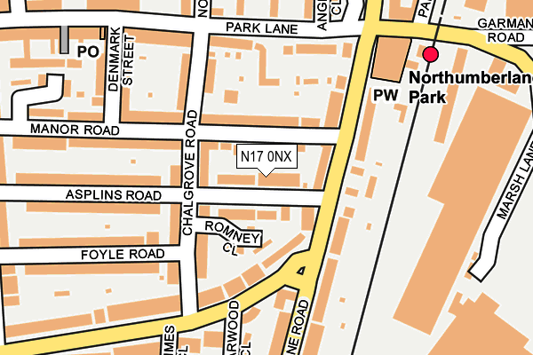 N17 0NX map - OS OpenMap – Local (Ordnance Survey)