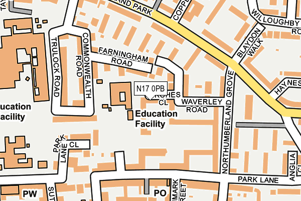 N17 0PB map - OS OpenMap – Local (Ordnance Survey)